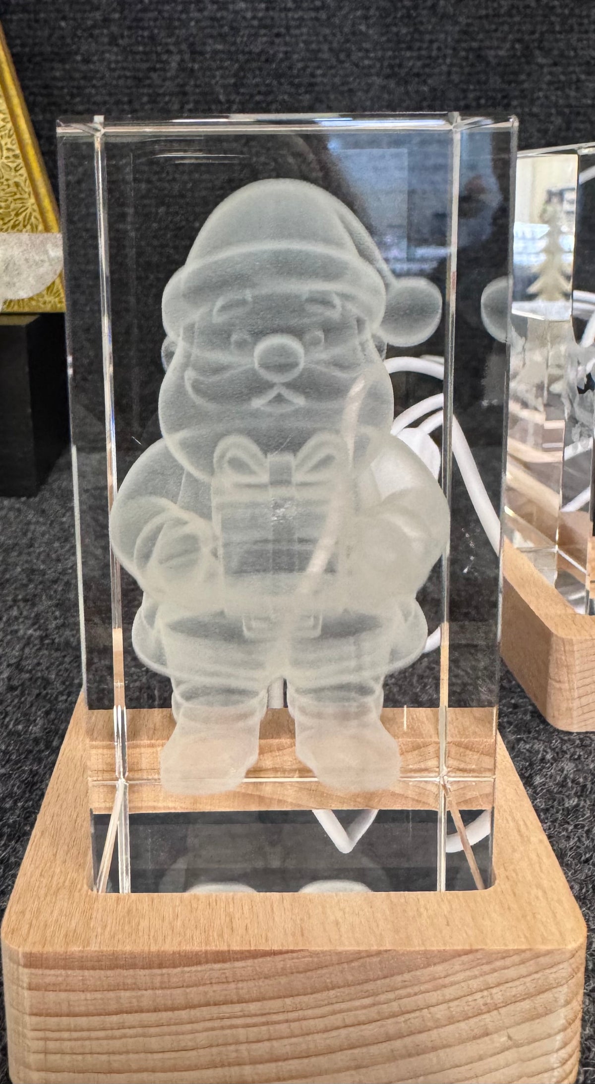 Crystal Laser 3D Santa Sculpture
