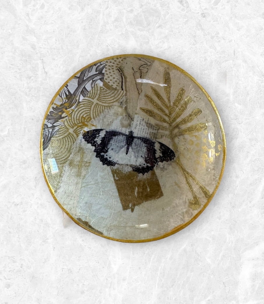 Golden Hour Butterfly Art Glass Bowl