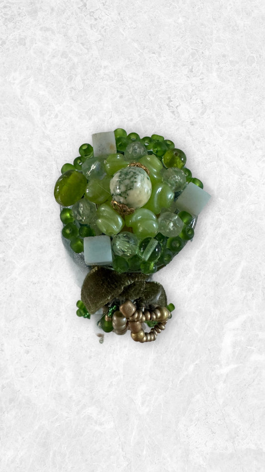 Green Beaded Decorative Bottle