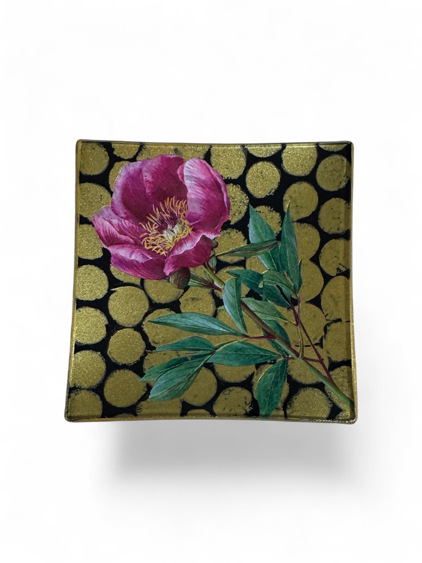 Pink Floral Art Glass