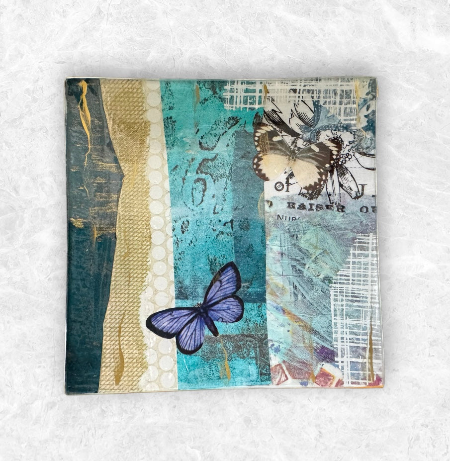 Lavender Butterfly Art Glass
