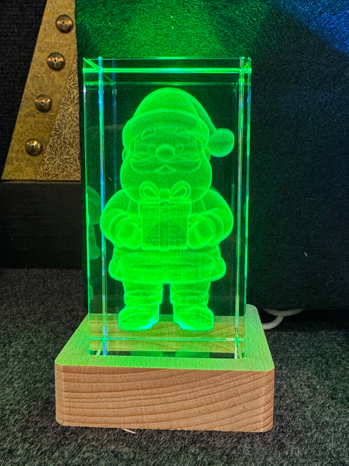 Crystal Laser 3D Santa Sculpture