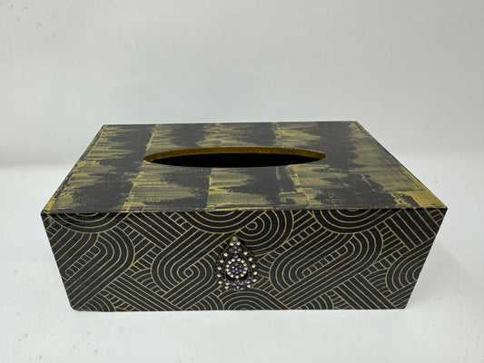 Vintage Black & Gold Deco Tissue Box