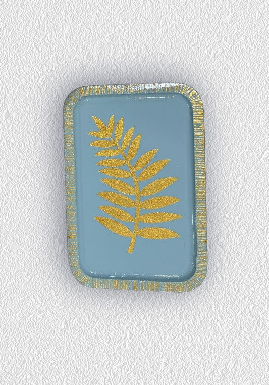 Pale Blue Golden Leaf Tray