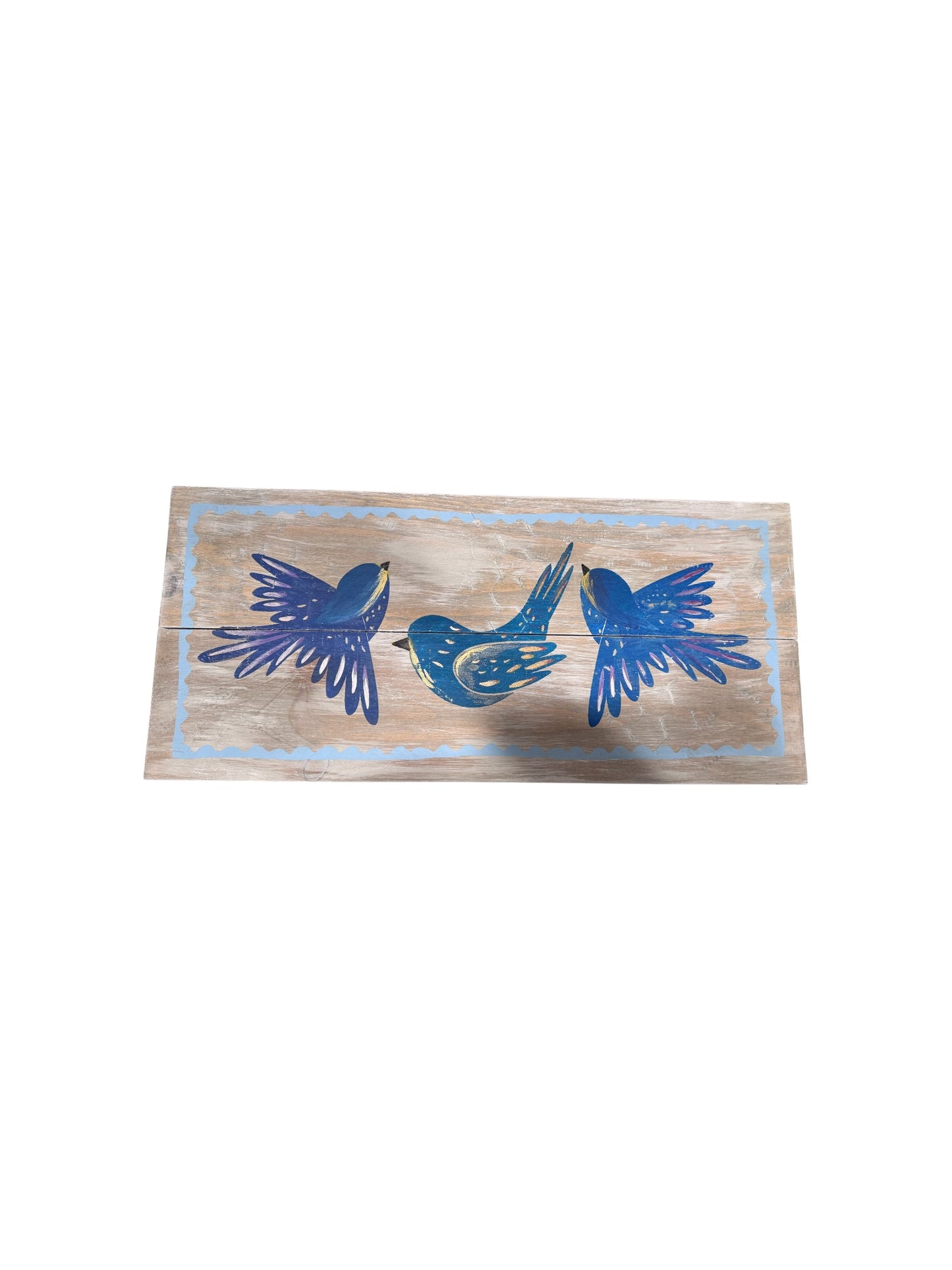 Bluebird Triplets Painting on Wood