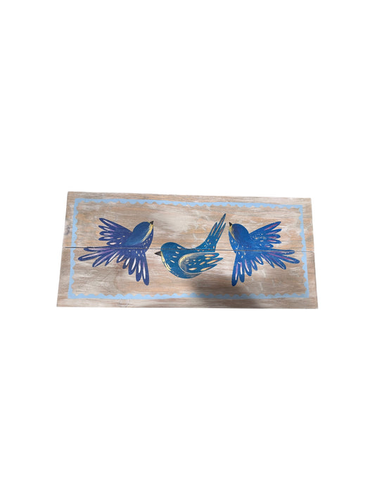 Bluebird Triplets Painting on Wood