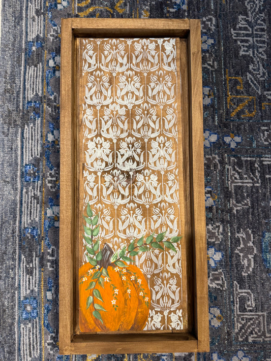 Hand Painted Framed Pumpkin