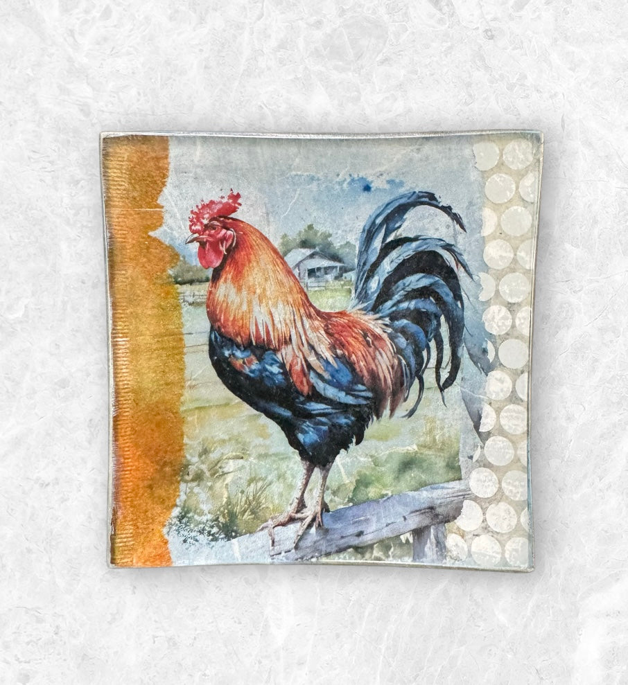 Rooster Mini Art Glass