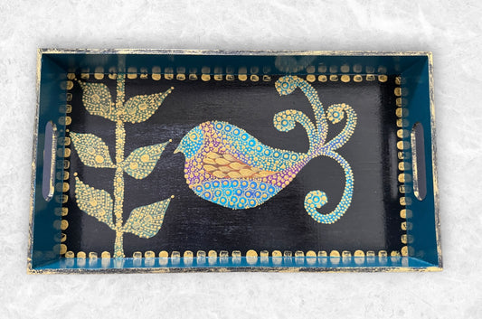 Blue Bird Wood Tray